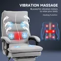 Vinsetto Office Chair with Footrest, Double Padding Ergonomic Desk Chair with 6-Point Vibration Massage and Back Heating, Microfibre Fabric with 135° Reclining Back, Grey - 4