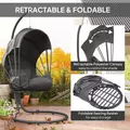 Outsunny Hanging Egg Chair Swing Hammock Chair with Stand, Cushion and Retractable Canopy, for Indoor and Outdoor, Grey - 4