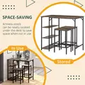 HOMCOM Industrial Bar Height Dining Table Set With 2 Stools & Side Shelf, 3 Pieces Coffee Table for Dining Room, Kitchen, Dinette - 4