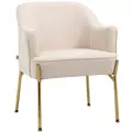 HOMCOM Fabric Accent Chair, Modern Armchair with Metal Legs for Living Room, Bedroom, Home Office, Cream - 1