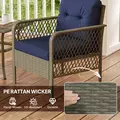 Outsunny 3 Pieces Rattan Bistro Set with Glass Top Coffee Table, Chairs and Cushions for Outdoor, Patio, Balcony, Charcoal Grey - 5