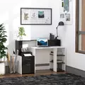 HOMCOM Computer Desk with Drawers and Storage Shelves, Office Desk Writing Table with Printer Stand, Large Workstation for Study Play Work Home Office, 137 x 55 x 92cm, Black and White - 2
