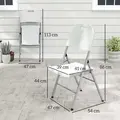 Outsunny Set of Two Foldable Outdoor Chairs - White - 3