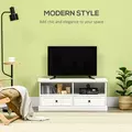 HOMCOM Modern TV Unit Cabinet for TVs up to 45 Inches, TV Stand with Drawers, Open Shelves, Cable Holes for Living Room, White - 4