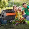 Outsunny 160L 360° Rotating Dual Chamber Composter - Orange - 2