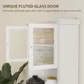 HOMCOM 4-Door Kitchen Cupboard with Drawer, Freestanding Kitchen Cabinet with Glass Doors, Adjustable Shelves and Open Counter, White - 6