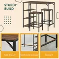 HOMCOM Industrial Bar Height Dining Table Set With 2 Stools & Side Shelf, 3 Pieces Coffee Table for Dining Room, Kitchen, Dinette - 5