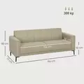 HOMCOM 3 Seater Sofa, Modern Fabric Sofa Couch, Channel Tufted Upholstered Sofa Settee for Living Room, Guest Room, Bedroom, Home Office, Khaki - 3