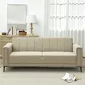 HOMCOM 3 Seater Sofa, Modern Fabric Sofa Couch, Channel Tufted Upholstered Sofa Settee for Living Room, Guest Room, Bedroom, Home Office, Khaki - 7