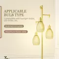 HOMCOM 3-Light Floor Lamp, 170cm Industrial Dimmable Standing Lamp with Steel Wire Cage Lampshades for Living Room, Bedroom, Dining Room, Study, Bulb Not Included, Gold Tone - 7