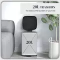 HOMCOM 20L Modern Boxy Metal Home Kitchen Bin - Black - 4