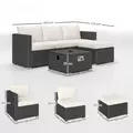Outsunny Five Piece Rattan Garden Furniture Set with Gas Fire Pit Table and Footstool - Black and Cream White - 3