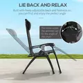 Outsunny Zero Gravity Lounger Chair Set of 2, Folding Reclining Patio Chair with Padded Seat, Cup Holder, Soft Cushion and Headrest for Poolside, Camping, Black - 4