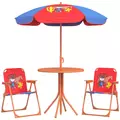 Outsunny Kids Picnic Table and Chair Set, Cowboy Themed Outdoor Garden Furniture w/ Foldable Chairs, Adjustable Parasol - 1