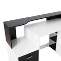 HOMCOM Computer Desk with Drawers and Storage Shelves, Office Desk Writing Table with Printer Stand, Large Workstation for Study Play Work Home Office, 137 x 55 x 92cm, Black and White - 8