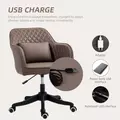 Vinsetto Microfiber Office Chair, Desk Chair, Makeup Vanity Chair with Massage Lumbar Pillow and Rolling Wheels for Bedroom and Home, Brown - 4