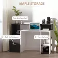 HOMCOM Computer Desk with Drawers and Storage Shelves, Office Desk Writing Table with Printer Stand, Large Workstation for Study Play Work Home Office, 137 x 55 x 92cm, Black and White - 5