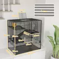 PawHut Four-Tier Hamster Cage with Deep Tempered Glass Bottom, Hut, Running Wheel, Food Dish, Water Bottle, 78.5 x 48.5 x 80cm - 3