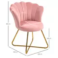 HOMCOM Velvet-Feel Lotus Petal Accent Chair - Pink - 3