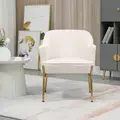 HOMCOM Fabric Accent Chair, Modern Armchair with Metal Legs for Living Room, Bedroom, Home Office, Cream - 6