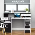 HOMCOM Computer Desk with Drawers and Storage Shelves, Office Desk Writing Table with Printer Stand, Large Workstation for Study Play Work Home Office, 137 x 55 x 92cm, Black and White - 4