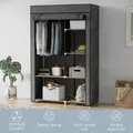 HOMCOM Rail and Six Shelf Fabric Wardrobe - Dark Grey - 6