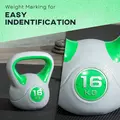 SPORTNOW Kettlebell, 16kg Kettle Bells with Handle for Home Gym Weight Lifting and Strength Training, Green and Grey - 5