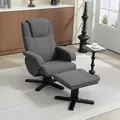 HOMCOM Swivel Recliner Chair with Footstool - Charcoal Grey Velvet - 8