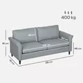 HOMCOM 3 Seater Sofa, Modern Fabric Sofa Couch with Spring Cushion, Rubber Wood Legs, 191cm Upholstered Settee for Living Room, Bedroom, Home Office, Guest Room, Grey - 3