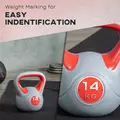 SPORTNOW Kettlebell, 14kg Kettle Bells with Handle for Home Gym Weight Lifting and Strength Training, Red and Grey - 5