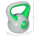 SPORTNOW Kettlebell, 16kg Kettle Bells with Handle for Home Gym Weight Lifting and Strength Training, Green and Grey - 3