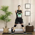SPORTNOW Kettlebell, 16kg Kettle Bells with Handle for Home Gym Weight Lifting and Strength Training, Green and Grey - 2