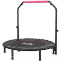 HOMCOM 48" Foldable Mini Fitness Trampoline, with Adjustable Foam Handle, Pink - 1