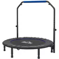 HOMCOM 48" Foldable Mini Fitness Trampoline, with Adjustable Foam Handle, Blue - 1