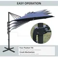 Outsunny 3(m) LED Cantilever Parasol Outdoor Sun Umbrella w/ Base Solar Lights Blue - 5