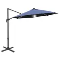 Outsunny 3(m) LED Cantilever Parasol Outdoor Sun Umbrella w/ Base Solar Lights Blue - 1