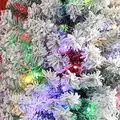 HOMCOM 7ft Snowy Artificial Christmas Tree, with Lights, Decorations and Pine Cones - 9
