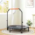 HOMCOM 48" Foldable Mini Fitness Trampoline, with Adjustable Foam Handle, Orange - 7