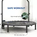 HOMCOM 48" Foldable Mini Fitness Trampoline, with Adjustable Foam Handle, Blue - 6