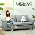 HOMCOM 3 Seater Sofa, Modern Fabric Sofa Couch with Spring Cushion, Rubber Wood Legs, 191cm Upholstered Settee for Living Room, Bedroom, Home Office, Guest Room, Grey - 7
