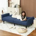 HOMCOM Three-Seater Sofa Bed, with Cupholders - Dark Blue - 8