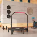 HOMCOM 48" Foldable Mini Fitness Trampoline, with Adjustable Foam Handle, Pink - 9