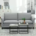HOMCOM 3 Seater Sofa, Modern Fabric Sofa Couch with Spring Cushion, Rubber Wood Legs, 191cm Upholstered Settee for Living Room, Bedroom, Home Office, Guest Room, Grey - 8