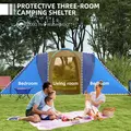 Outsunny Large Camping Tent Tunnel Tent with 2 Bedroom and Living Area, 2000mm Waterproof, Portable with Bag for 4-6 Man, Blue - 4
