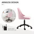 Vinsetto Velvet-Feel Armless Office Chair - Pink - 5