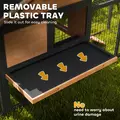 PawHut Wooden Rabbit Hutch Outdoor with Steel Run, Wooden Guinea Pig Cage with Removable Plastic Tray, Asphalt Roof, Ramp - 7