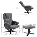 HOMCOM Swivel Recliner Chair with Footstool - Charcoal Grey Velvet - 3