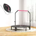 HOMCOM 48" Foldable Mini Fitness Trampoline, with Adjustable Foam Handle, Pink - 3