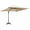 Outsunny 2.7 x 2.7 m Cantilever Parasol, Square Overhanging Umbrella with Cross Base, Crank Handle, Tilt, 360° Rotation and Aluminium Frame, Cream White - 1