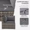 Outsunny Outdoor PE Rattan Corner Sofa, Garden Wicker Furniture Single Sofa Chair w/ Cushions, Deep Grey - 5